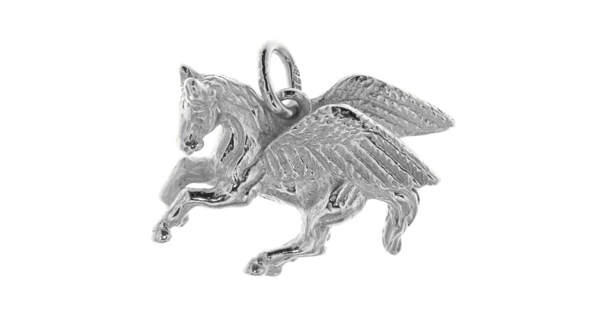 Pegasus Pegasos geflügeltes Pferd Schmuck Anhänger massiv echt Silber