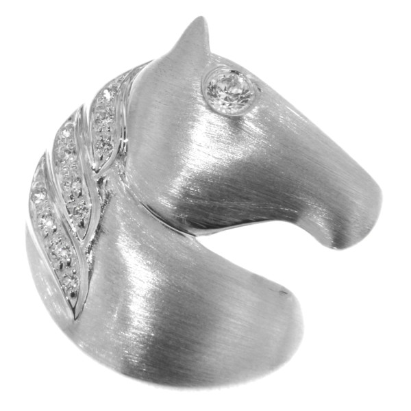 Anhänger Pferdekopf modern echt Silber mattiert mit 12 Zirkoniasteinen