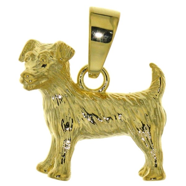 Jack Russel Hund massiv Gelb-Gold Schmuck Kettenanhänger