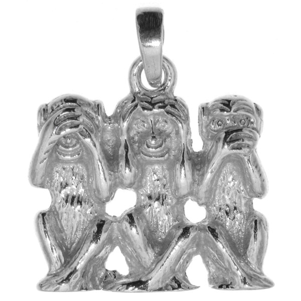 Anhänger 3 Affen massiv schwer echt Silber Tiere & Symbol
