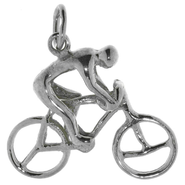 Anhänger Fahrradfahrer Radrennfahrer Radsport modern massiv echt Silber