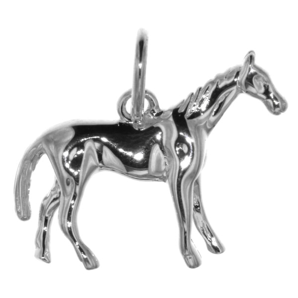 Anhänger Stehendes Pferd Vollbluttyp massiv echt Silber