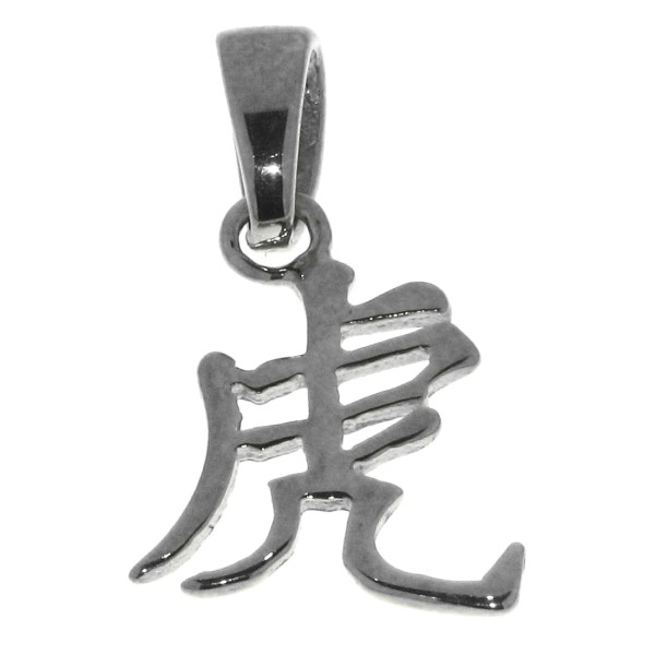Chinesisches Tierkreiszeichen Schriftzeichen Tiger Schmuck Silber Anhänger