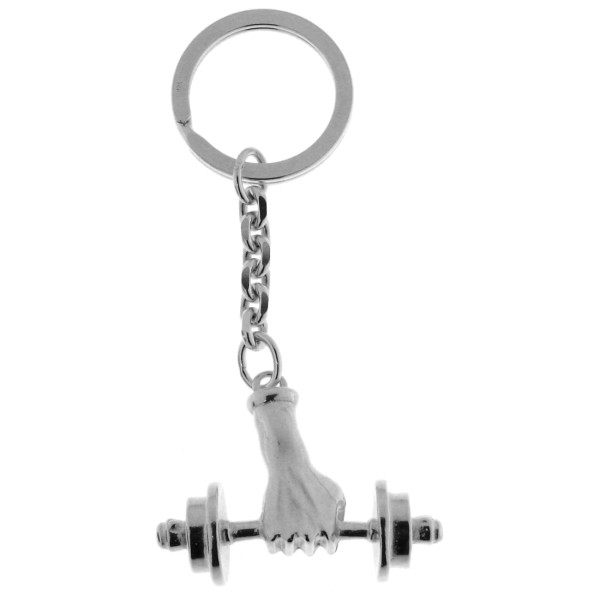 Hantel Workout Kraftsport Schlüsselanhänger massiv Silber