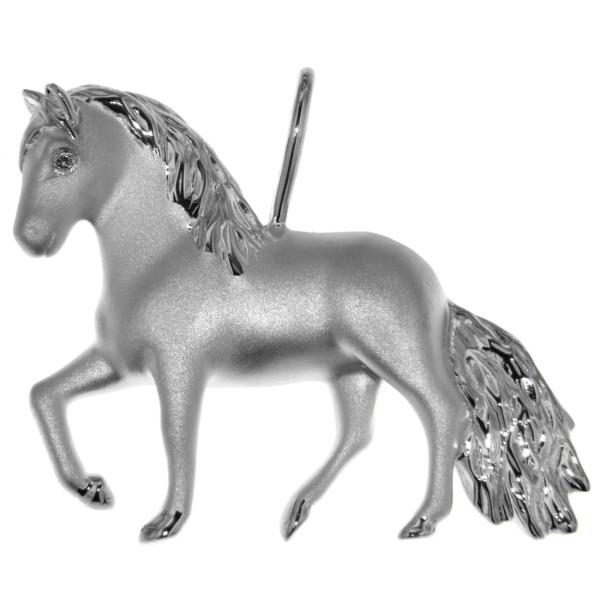 Anhänger Pferd groß echt Silber mattiert - poliert mit Zirkonia Auge