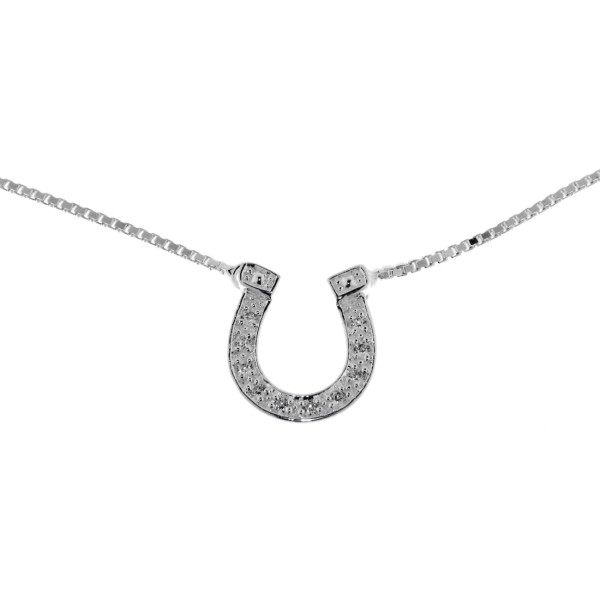 Halskette mit Hufeisen aus Zirkoniasteinen Silber 925/-