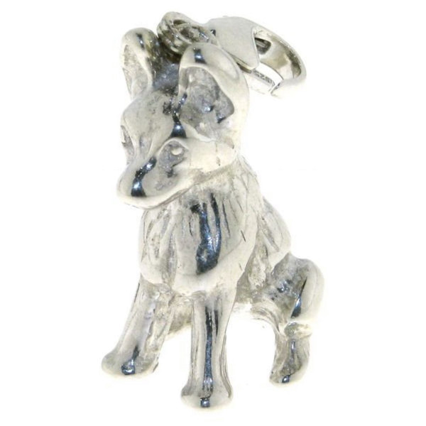 Charm Schäferhund Welpe Hund massiv echt Silber