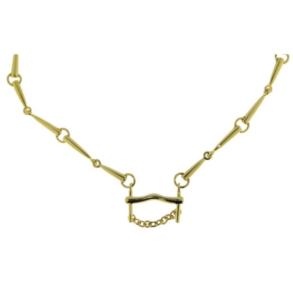 Trensengebiss-Halskette massiv Gelbgold mit Kandarengebiss Reiterschmuck