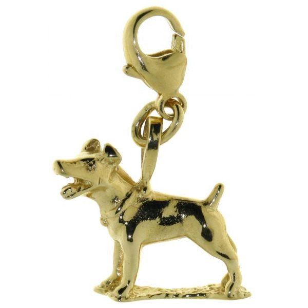 Charm Jack-Russel Terrier Hunderasse massiv Echtgold