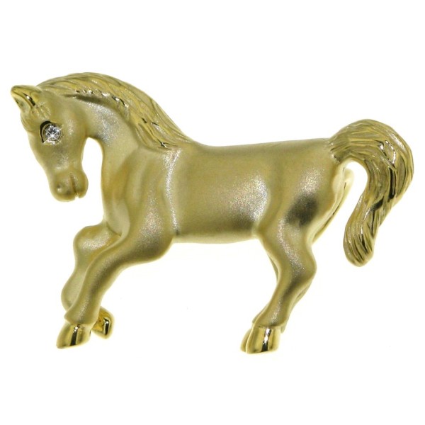 Pferd Anhänger Schmuck echt Gold mit Brillantauge