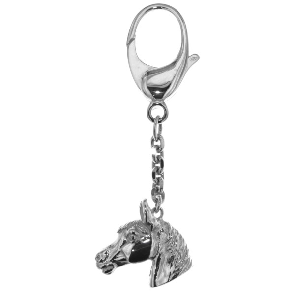 Schlüsselanhänger Pferdekopf schwer komplett massiv echt Silber