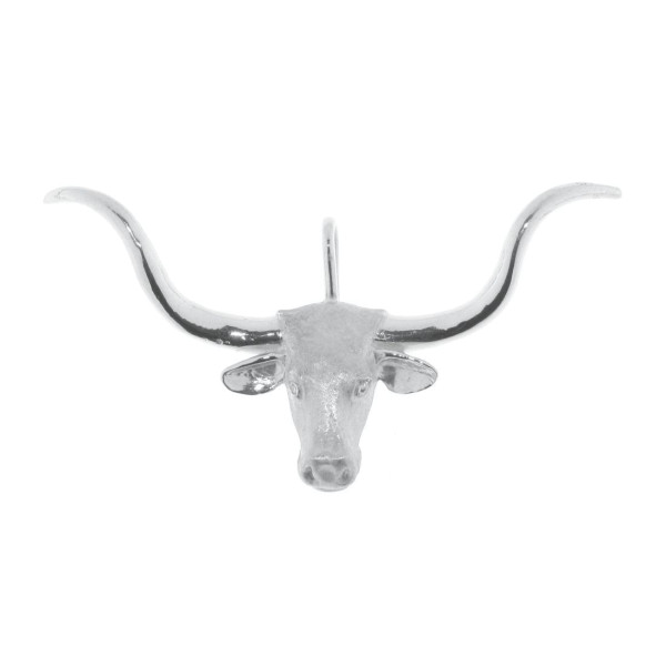 Anhänger Longhorn Stierschädel groß massiv echt Silber mattiert - poliert