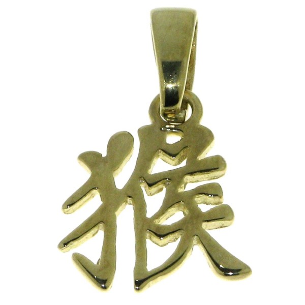 Affe Tierkreiszeichen chinesisches Schriftzeichen Gold Schmuck Anhänger