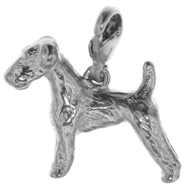 Charm Airedale Terrier Hunderasse massiv echt Silber