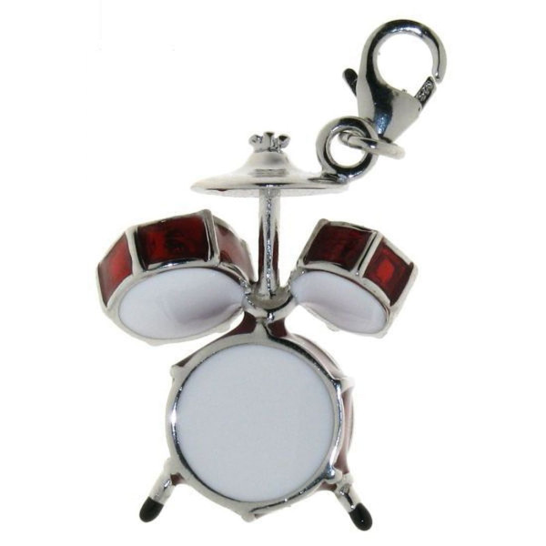 Charm Schlagzeug Musikinstrument massiv echt Silber mit Lack ausgelegt