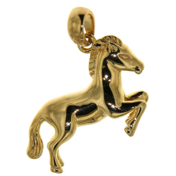 Anhänger Pferd Pony Pferdchen massiv echt Silber goldplattiert