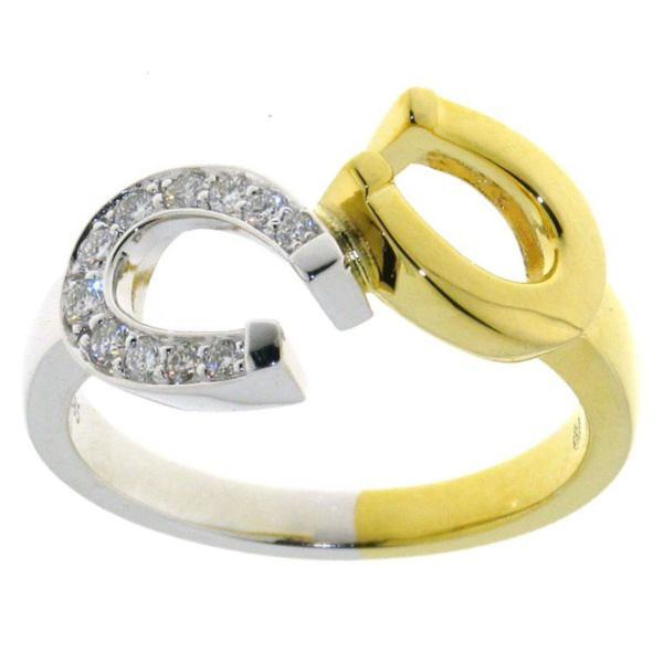 Ring Doppelhufeisen bicolor mit 11 Brillanten