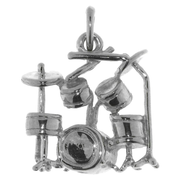 Schlagzeug Musikinsrument Drumset Schmuck Anhänger massiv Silber 