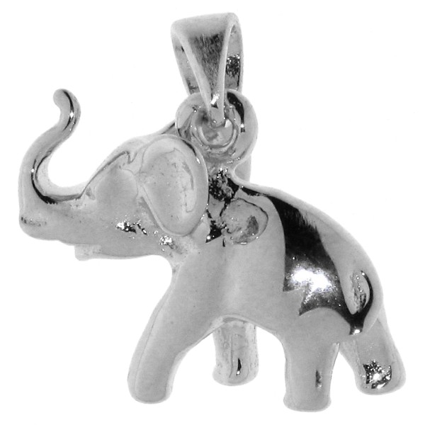 Anhänger Elefant mit erhobenem Rüssel Glücksbringer massiv echt Silber