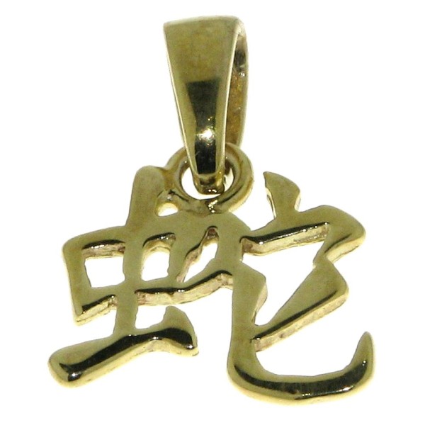 Schlange chinesisches Schriftzeichen Tierkreiszeichen Gold Schmuck Anhänger