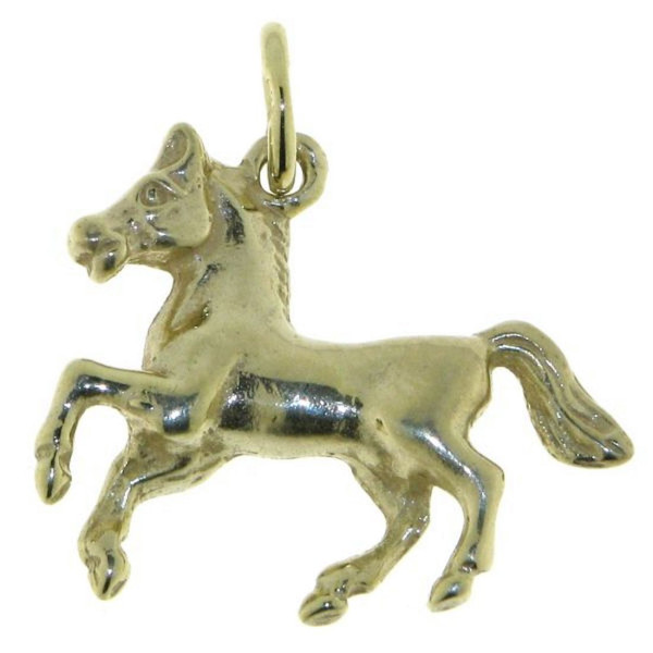 Anhänger galoppierendes Pferd massiv echt Silber goldplattiert