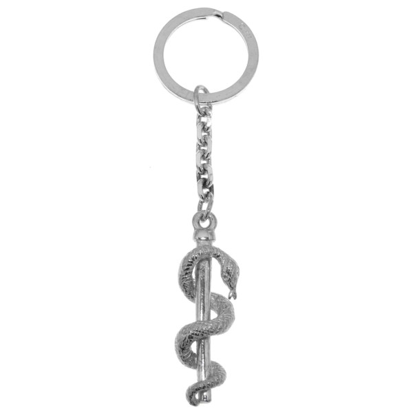 Schlüsselanhänger Äsculap-Stab Äskulap Medizin-Symbol schwer massiv echt Silber