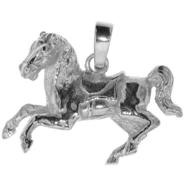 Pferd mit Sattel und Trense Schmuck Anhänger Silber