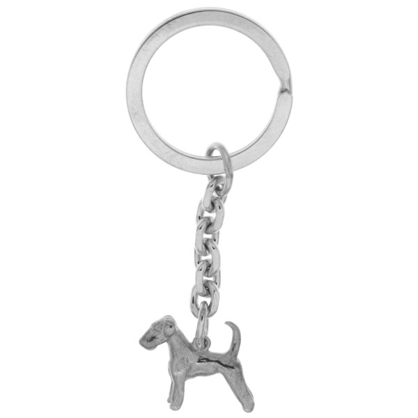 Schlüsselanhänger Airedale Terrier Hunderasse mit unkupierter Rute massiv echt Silber
