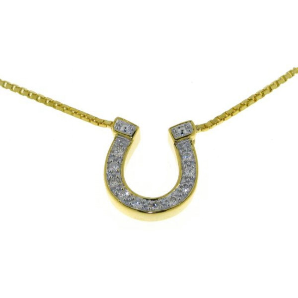 Collier Hufeisen mit 10 Diamanten und Veneziakette